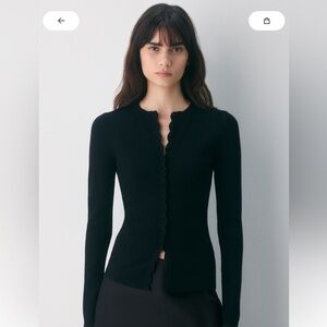 NWT Aritiza Black Scalloped Cardigan